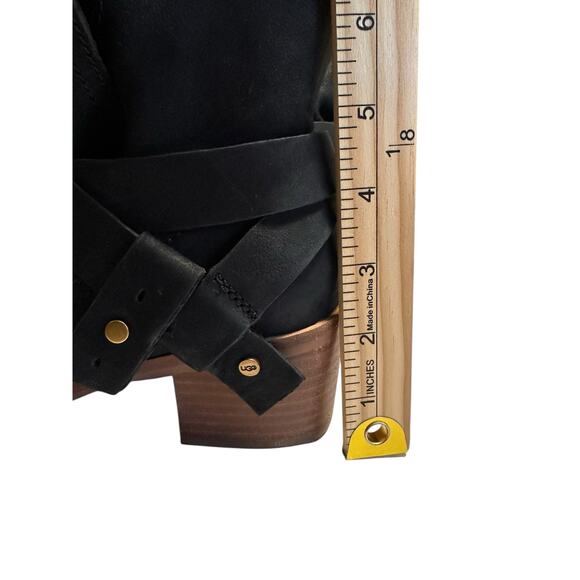 UGG Elora Black Leather Ankle Boots – Size 7 (EUC) Cowgirl WesternBoho FallBoots - Picture 6 of 9